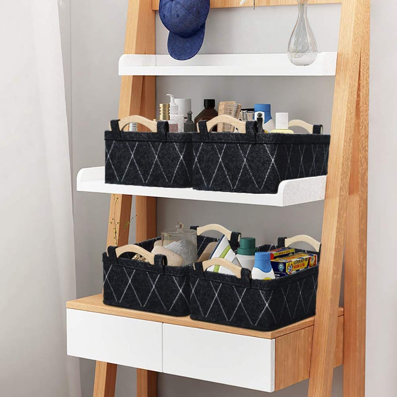 KWLET Storage Baskets Bin Narrow Long Basket for Closet Decorative Cube Nursery Container for Toys Towels Tissues Toiletry Caddy Car Organizer Dark GRAY - Image 2